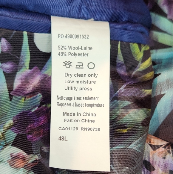 TALLIA Royal Men's Blue Blazer with Patterned Lining Size 48L - Picture 6 of 10